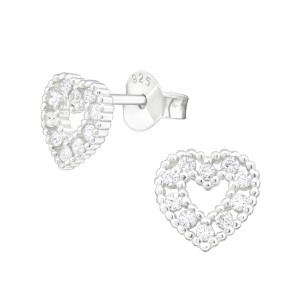 Cercei din argint in forma de inimioara cu zirconii DiAmanti DIA38829 (Argint 925‰ 0,8 g.)